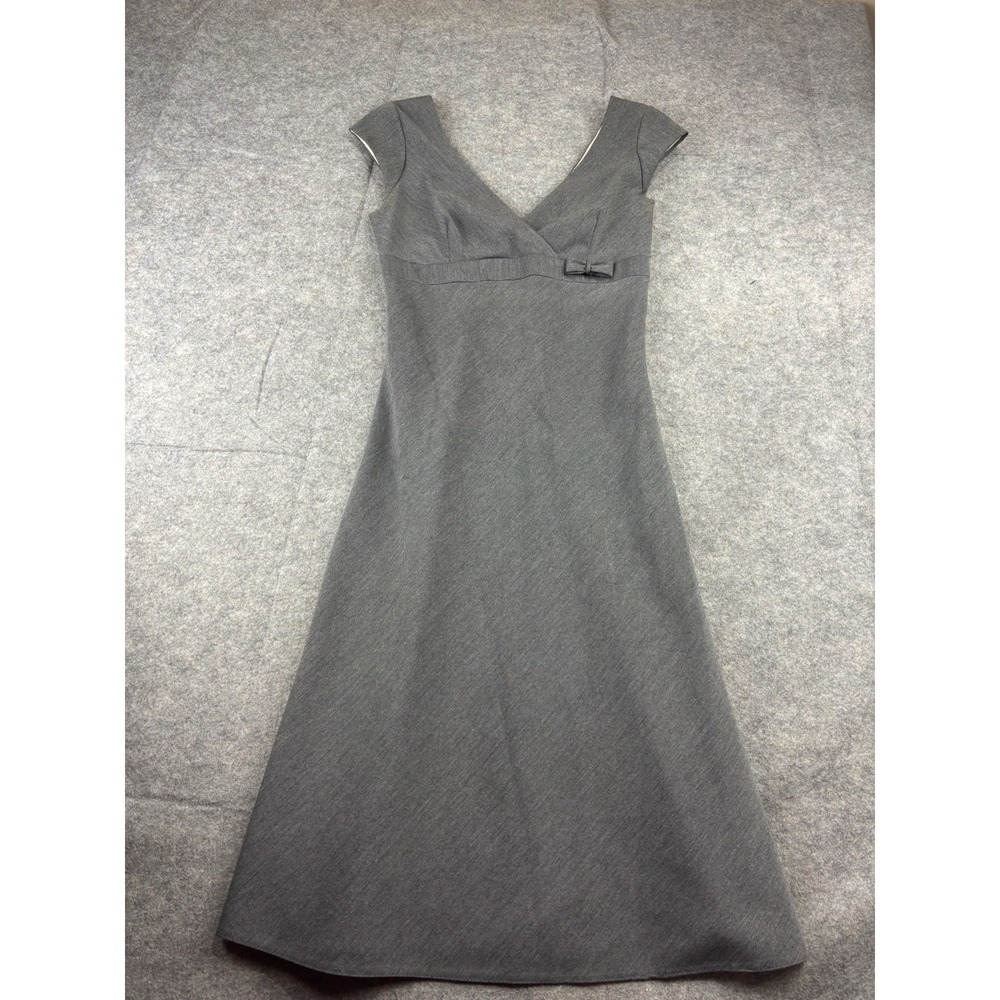 No Appt Necessary Womens 2?‎ Gray Midi Dress Cap Sleeve Bow VTG Girly Preppy 90s